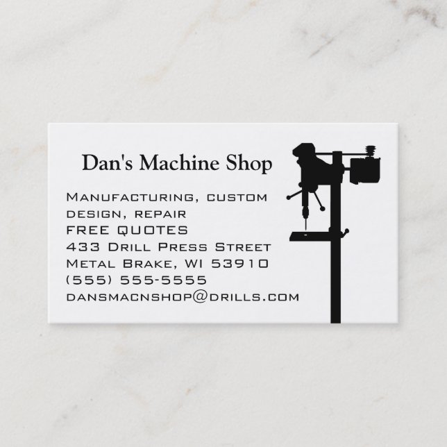 Machine shop business card (Front)