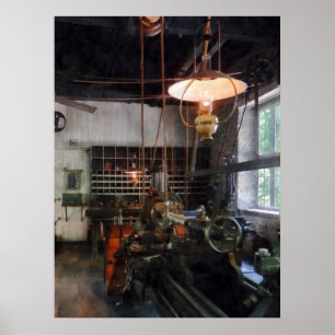Machine Shop With Lantern Poster