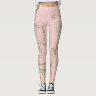 Machinery Engineering Industrial Robotic Blueprint Leggings