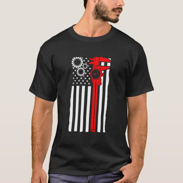 Machinist Flag Tools Cnc Machine Operator Machinin T-Shirt (Front)
