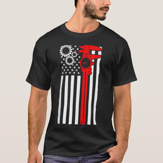 Machinist Flag Tools CNC Operator Machinist T-Shirt (Front)