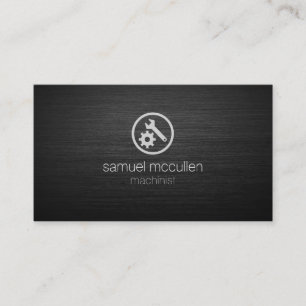 Machinist Gear Wrench Icon Brushed Metal Skills Business Card