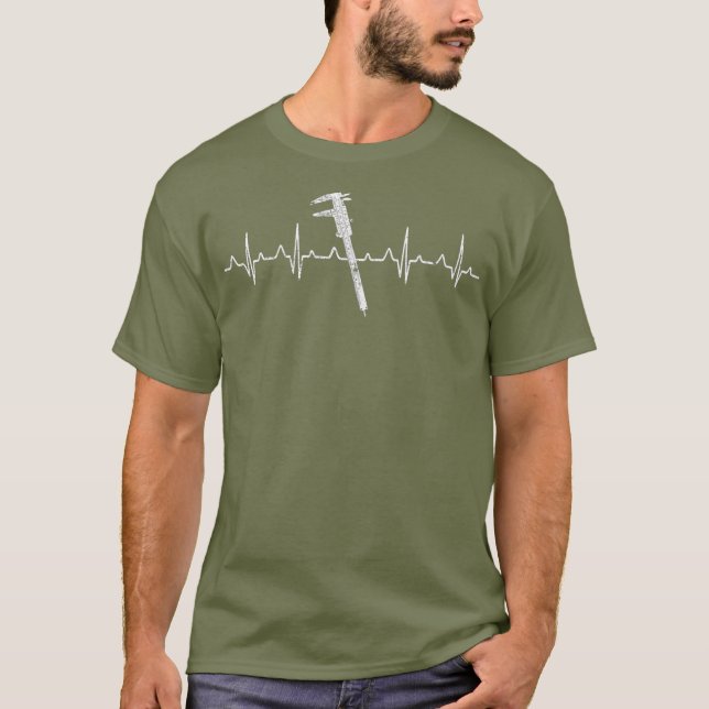 Machinist Heartbeat Machine Operator Machining T-Shirt (Front)