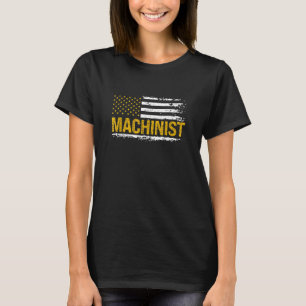 Machinist US Flag Distressed Machining Lathe Milli T-Shirt