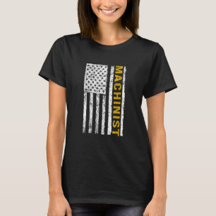 Machinist US Flag Distressed Machining Lathe Milli T-Shirt