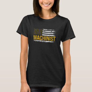 Machinist US Flag Distressed Machining Lathe Milli T-Shirt