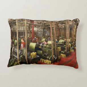 Machinist - War - Belts and Bombs 1916 Decorative Cushion