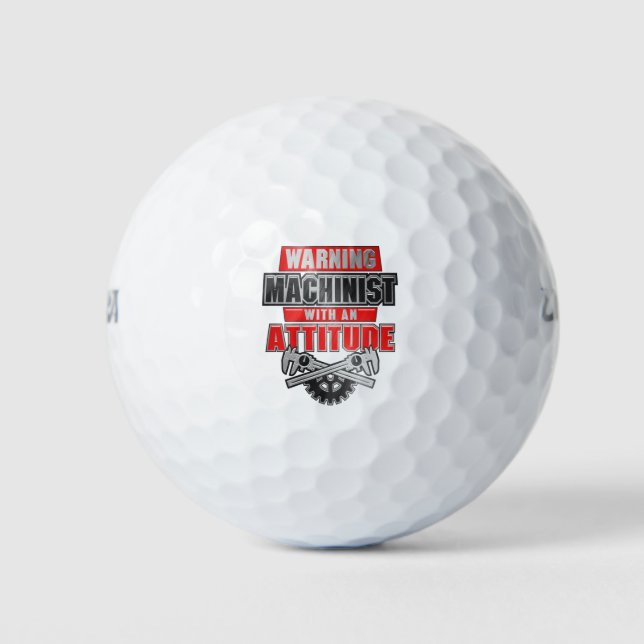 Machinist With An Attitude Mechanical Engineer Golf Balls (Front)