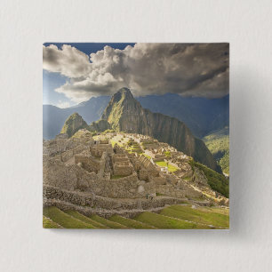 Machu Picchu, ancient ruins, UNESCO world 2 15 Cm Square Badge