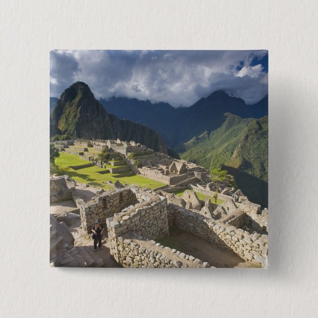 Machu Picchu, ancient ruins, UNESCO world 3 15 Cm Square Badge (Front)