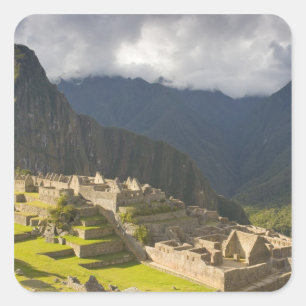 Machu Picchu, ancient ruins, UNESCO world 4 Square Sticker