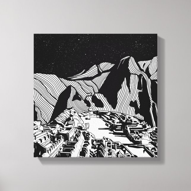 Machu Picchu black and white landscape Canvas Print (Front)