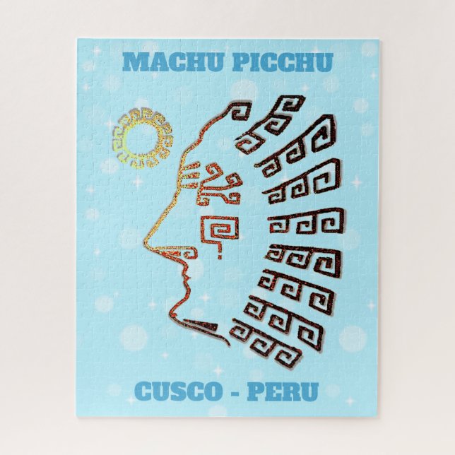 Machu Picchu Cusco Peru Art on Light Blue Jigsaw Puzzle (Vertical)
