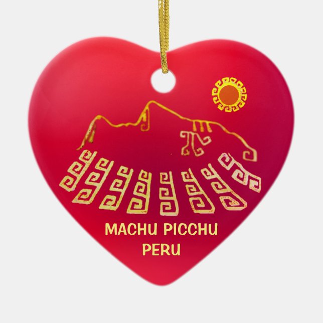 Machu Picchu Cusco Peru Ceramic Tree Decoration (Front)