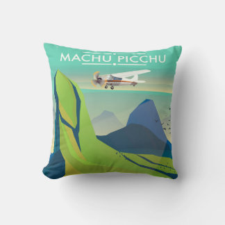 machu picchu Flight travel poster Cushion