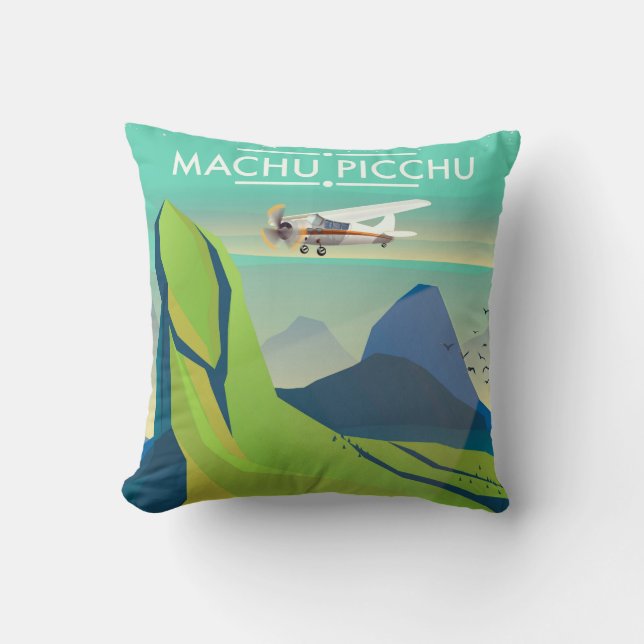 machu picchu Flight travel poster Cushion (Front)