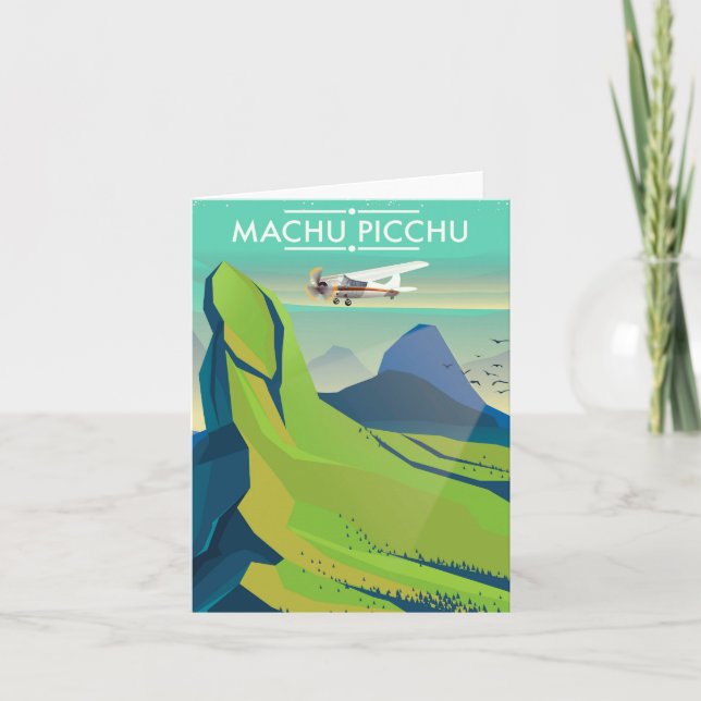 machu picchu Flight travel poster Holiday Card (Front)