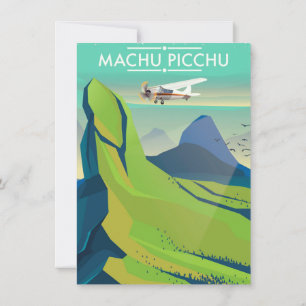 machu picchu Flight travel poster Invitation