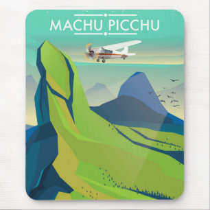 machu picchu Flight travel poster Mouse Mat