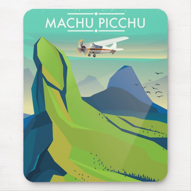 machu picchu Flight travel poster Mouse Mat (Front)