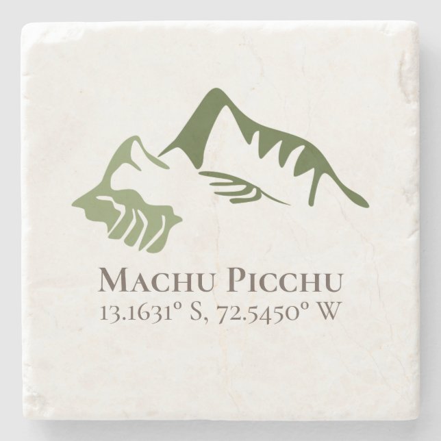 Machu Picchu Latitude & Longitude  Stone Coaster (Front)