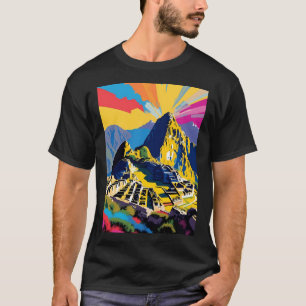 Machu Picchu Peru Design In Pop Art Style T-Shirt