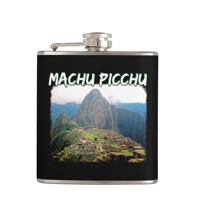 Machu Picchu Peru - Huayna Picchu Mountain Hip Flask (Front)
