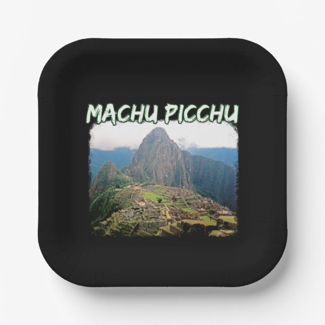 Machu Picchu Peru - Huayna Picchu Mountain Paper Plate (Front)