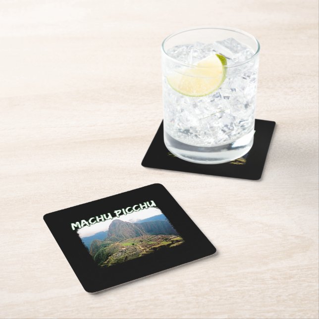 Machu Picchu Peru - Huayna Picchu Mountain Square Paper Coaster (Insitu)