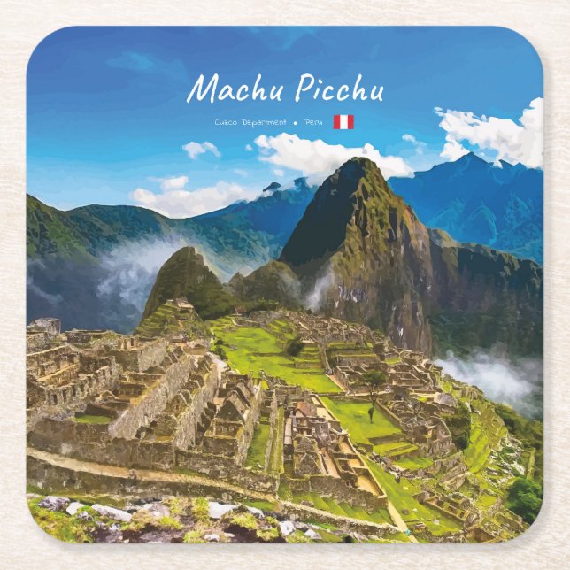 Machu Picchu, Peru - Inca Citadel Ruins Square Paper Coaster (Front)
