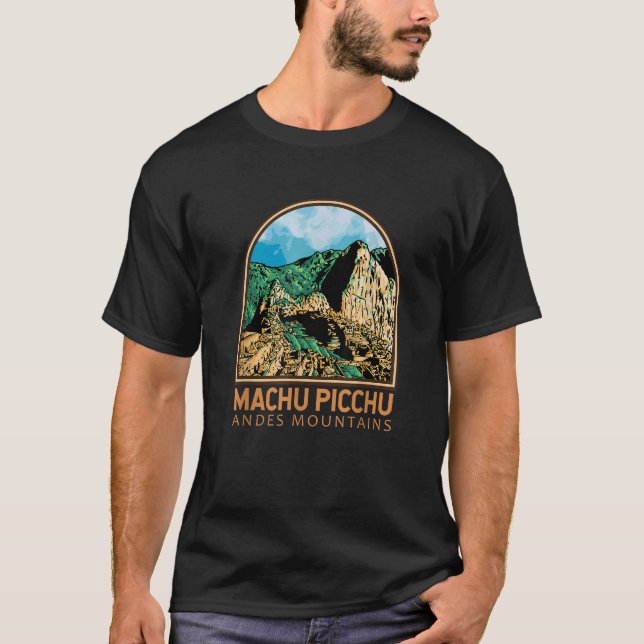Machu Picchu Peru Landmark Emblem Vintage  T-Shirt (Front)