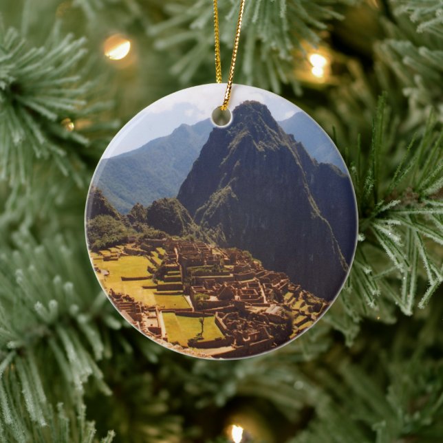 Machu Picchu Peru - Machu Picchu Ruins Sunrise Ceramic Tree Decoration (Tree)