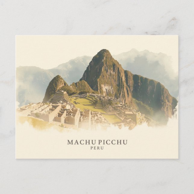 Machu Picchu, Peru Minimalist Boho Travel Postcard (Front)