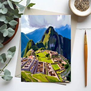 Machu Picchu Peru Painting Postcard