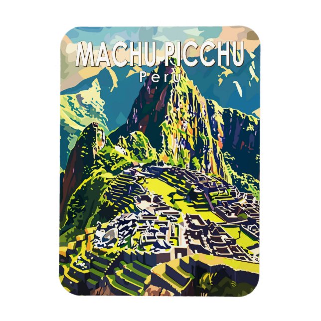 Machu Picchu Peru South America Travel Art Vintage Magnet (Vertical)