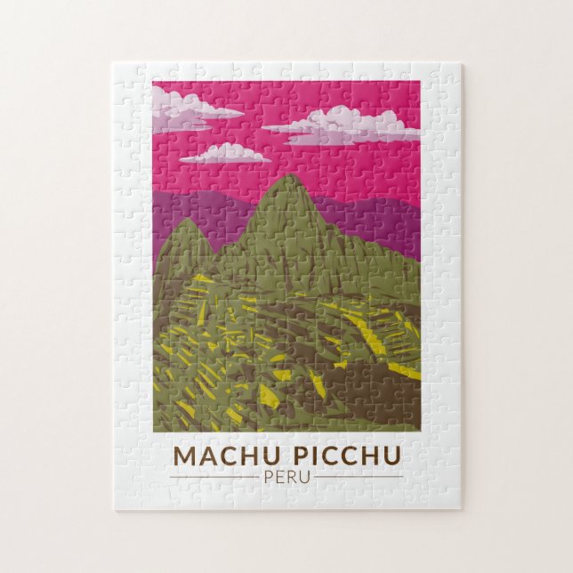 Machu Picchu Peru Travel Art Retro Jigsaw Puzzle (Vertical)