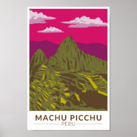 Machu Picchu Peru Travel Art Retro
