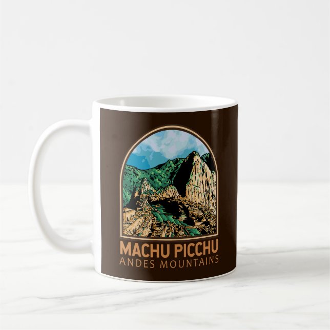 Machu Picchu Peru Vintage Emblem Coffee Mug (Left)