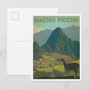 Machu Picchu Peru Vintage Travel Art Postcard