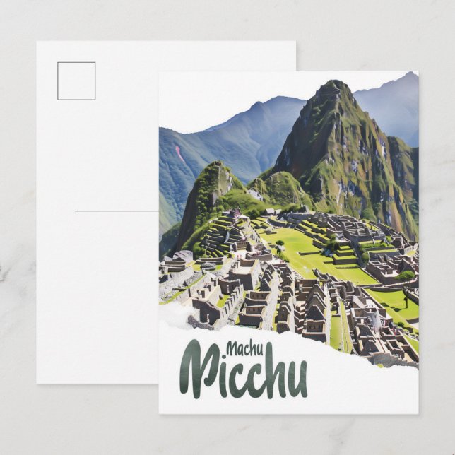 Machu Picchu Peru Watercolor Painting Travel Postcard (Front/Back)