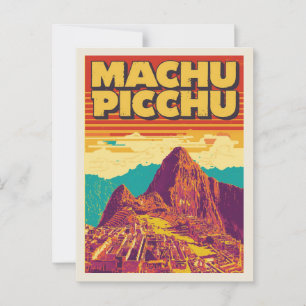 Machu Picchu Retro Travel Poster Style Postcard