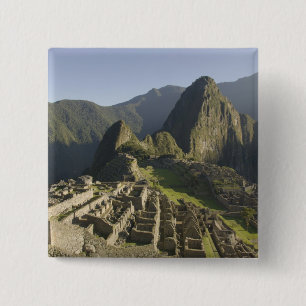 Machu Picchu, ruins of Inca city, Peru. 15 Cm Square Badge