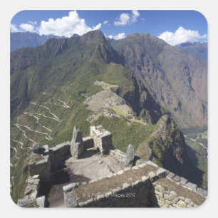 Machu Picchu viewed from Huayna Picchu peak, Square Sticker