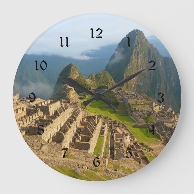 Machu Picchu wall clock with black numbers (Front)