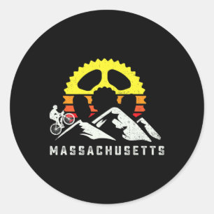 Machusetts Mountain Biking Retro Bike Rider Mtb Cy Classic Round Sticker
