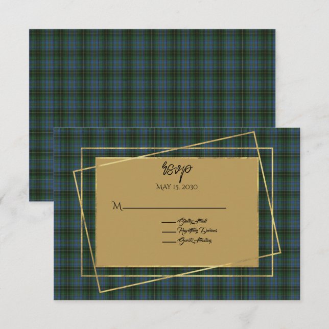 MacInnis Tartan Plaid Wedding RSVP Card (Front/Back)
