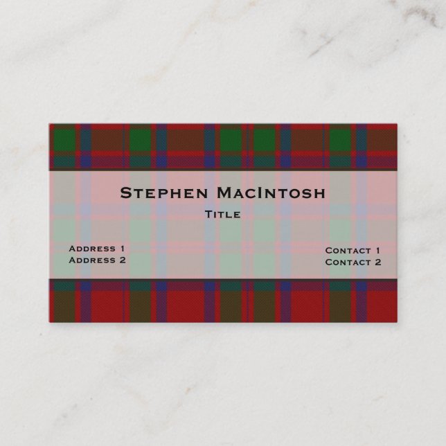MacIntosh Tartan Plaid Custom Business Card (Front)