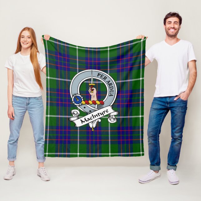 MacIntyre Hunting Modern Clan Badge Tartan Plaid Fleece Blanket (In Situ)