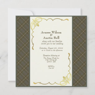 MacIntyre Hunting Weathered Tartan Wedding Invitation