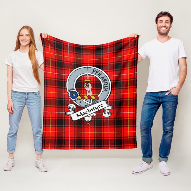 MacIntyre Modern Clan Badge Tartan Plaid Fleece Blanket (In Situ)